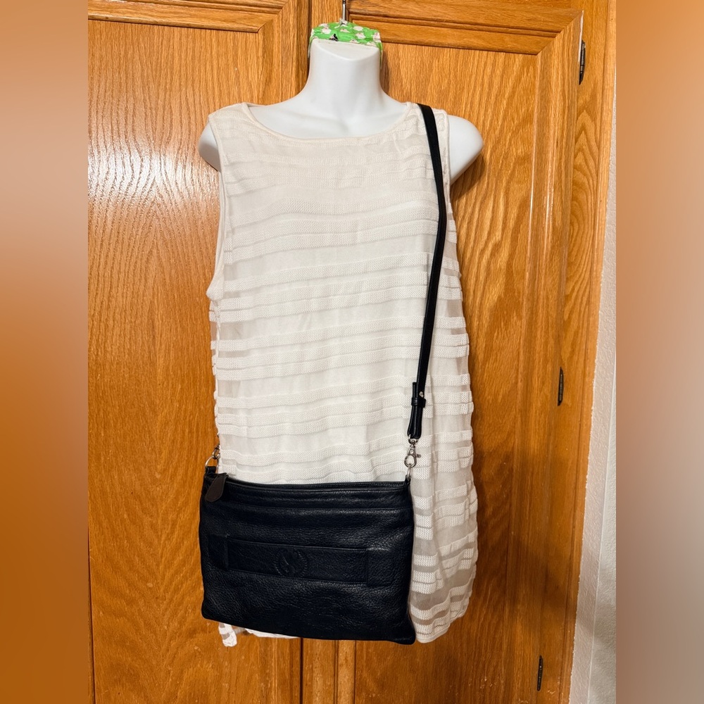 Ala Pilar Black Leather Crossbody Bag
